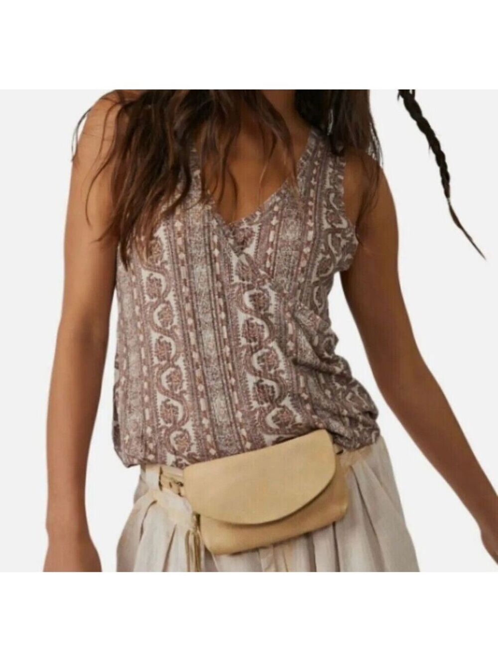 Free People We the Free NWT Your Twisted Tank Top Brown Floral M